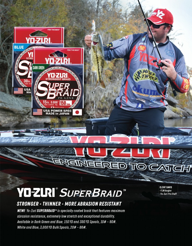 Yo-Zuri SuperBraid ranges from 10-40 lb test for 4 strand and 50-80 lb test for 8 strand. Our specially coated braided line gives it a maximum abrasion resistance, extremely low stretch, and makes it super